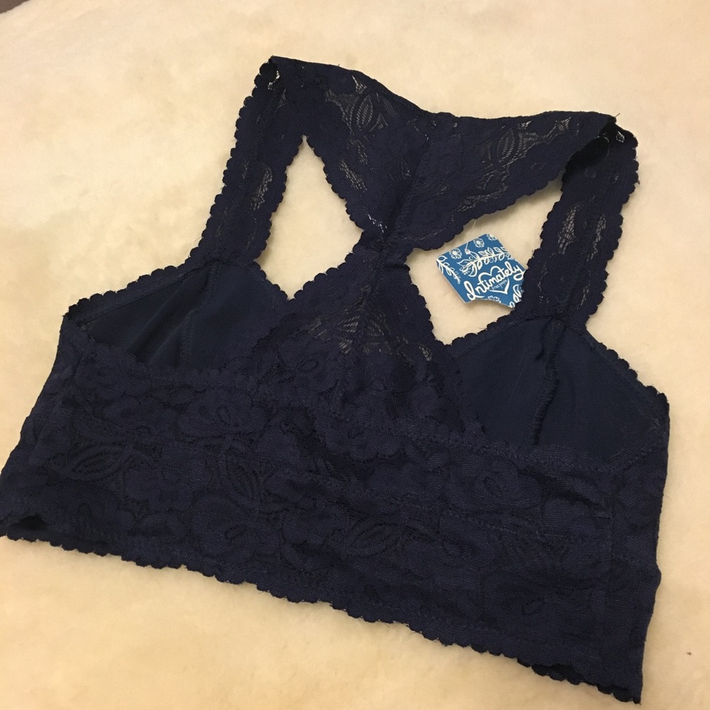 Free people bralette lace bra navy, new small - Picture 5 of 6